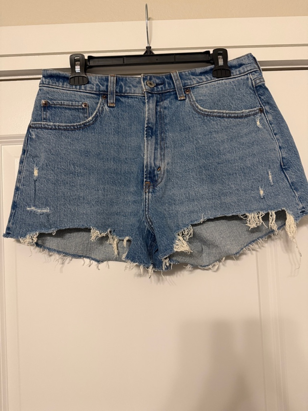Abercrombie & Fitch Distressed Light Blue Denim Shorts